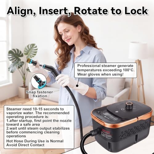 Steam Cleaner, Handheld Steamer for Cleaning with 17pcs Accessories, 3 Level Adjustable, 15s Heat Up, 2500W High Pressure Portable Steam Clean for Home, for Tile, Dirt, Grout, Grease, Car Detailing - Image 2