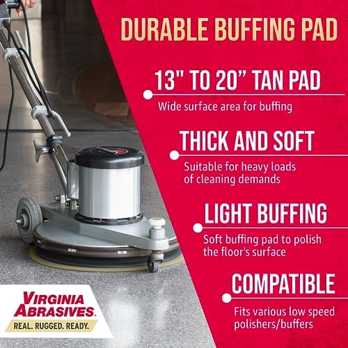 Tan Floor Maintenance Pads, Light Buffing, Cleaning & Scrubbing, 17" 5 Pack - Image 4