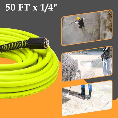 M MINGLE Pressure Washer Hose 50FT x 1/4", Stainless Steel M22 14mm Adapter - Image 4