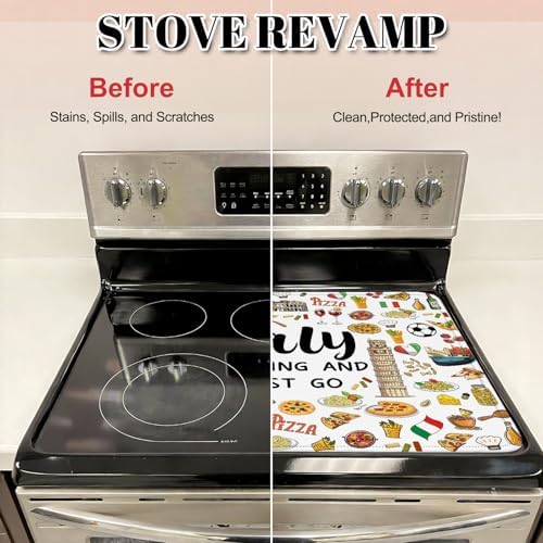 Italy Travel Stove Top Cover for Electric Stove 28"x20", Italy Stove top Cover, Italian Gifts Heat Resistant Glass Cooktop Cover, Flat RV Range Stovetop Protector, Dish Drying Mat for Kitchen - Image 4
