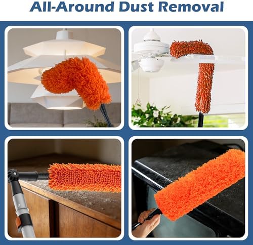 26FT High Reach Duster Kits with 5-20FT Extension Pole, Cobweb Duster with Telescoping Pole, Washable Ceiling Fan Cleaner & Window Squeegee for Glass Surfaces & High Roof - Image 5