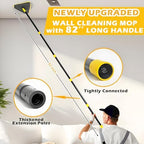 Newly Upgraded Wall Cleaner Mop with Long Handle 82 Inches, 3-in-1 Ceiling Cleaning Tool Duster with 6 Replacement Microfiber Chenille Pads for Painted Walls, Window, Floor, Baseboard - Image 2