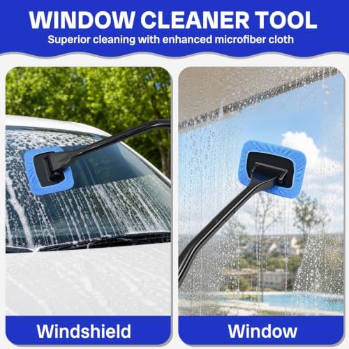 Wontolf 62'' Window Squeegee with Extension Poles, 2-in-1 Window Cleaning Kit, Windshield Cleaner Tool, Window Washing Squeegee for Home, Outdoor Windows, Glass, Shower - Image 6