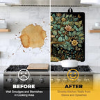 NYZE Stove Top Cover for Electric Stove 28x20 Inch Silicone Stove Topper & Protector, Decorative Kitchen Mat for Electric/Glass Stove Top (Teal & Gold Floral Tree) - Image 6