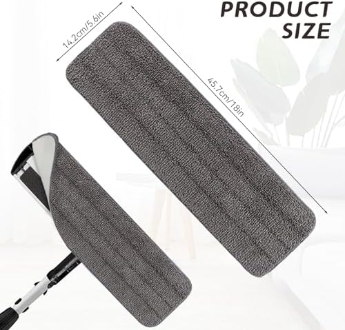 Replacement Mop Pads Fit for Rubbermaid Commercial 18" and 17" Mops - 10 Pack Wet & Dry Commercial Cleaning Reusable Refills Fit for Any Microfiber Flat Mop System 18" and 17" - Gray - Image 2