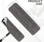 Replacement Mop Pads Fit for Rubbermaid Commercial 18" and 17" Mops - 10 Pack Wet & Dry Commercial Cleaning Reusable Refills Fit for Any Microfiber Flat Mop System 18" and 17" - Gray - Image 2