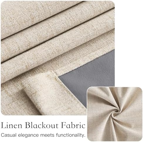 NICETOWN Linen Door Curtains - 100% Blackout French Door Curtain - Image 6