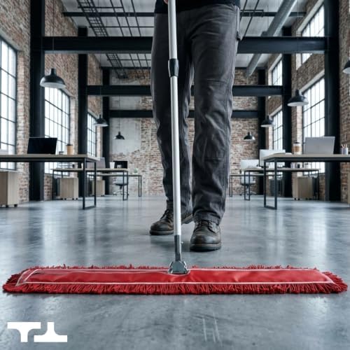 36 Inch Red Commercial Dust Mop & Floor Sweeper with Extendable Handle – Mop for Hardwood, Tile, and Concrete Floor Cleaning - Image 2