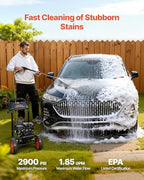 VEVOR Gas Pressure Washer 2900 PSI and 1.85 Max GPM, Upgrade Aluminum Pump with Spray Gun and Wand, 4 Nozzle Set, Low Profile Power Washer for Cars, Fences, Driveways, Homes, Patios, Furniture - Image 2
