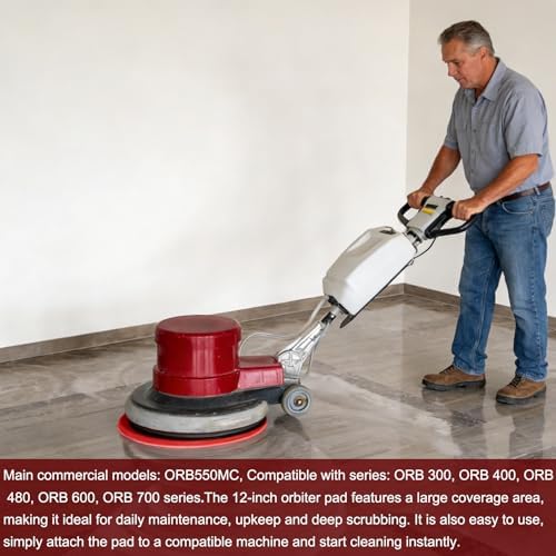 12" Cleaning Orbiter Pads - Commercial Floor Buffer Pads for Hardwood Floor Maintenance, Scrubbing, Polishing & Stripping - Compatible with Orbiter Machines (Red) - Image 5
