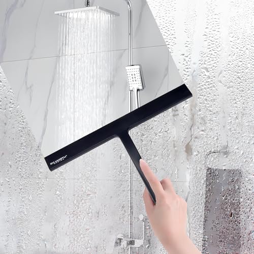 Silicone Rubber Blade & Hook Shower Window Squeegee 11" in Width Silicone Car Squeegee Bathroom Squeegee for Shower Squeegee for Shower Doors Car Window-Black - Image 5