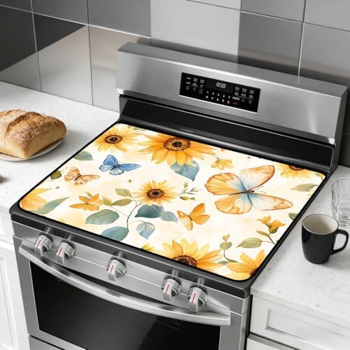 Stove Top Cover,28.5"L x 20.39"W,Heat Resistant Cooktop Protector Mat by seewan