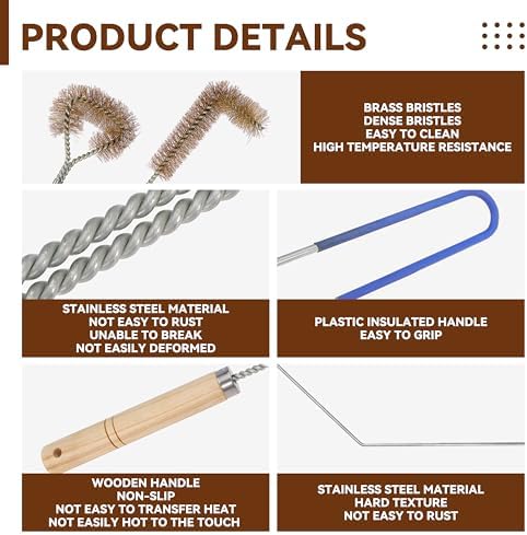 3 Pcs Fryer Cleaning Tools Including L Shaped Brass Bristles Fryer Deep Cleaning Brush, Fryer Deep Cleanout Rod, Long Handle Fryer Basket Brush for Restaurant Air Fryer Cleaning - Image 6