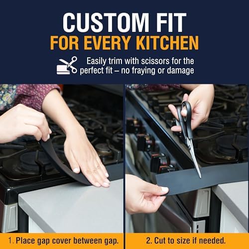 Extra Long Silicone Stove Gap Cover - Heat Resistant and Easy to Clean Stovetop Cooktop Counter Gap Filler Seal Between Stove and Counter, Kitchen Range Oven Top Crumb Catcher (25 Inch, 2 Pack, Black) - Image 5