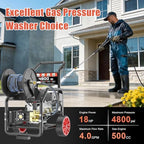 4800PSI Gas Pressure Washer with Hose Reel, One-Button Start - Image 2