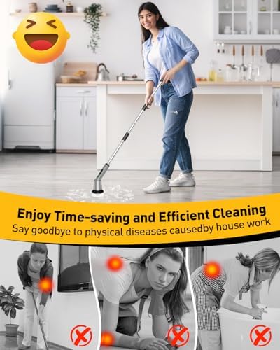 Electric Spin Scrubber for Bathroom, Shower Scrubber with Long Handle - Image 2