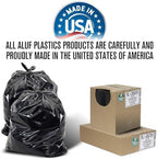 Aluf Plastics 56 Gallon Trash Can Liners (100 Count) - 43" x 47" - Thick 1.5 MIL Equivalent Black Trash Bags for Bathroom, Kitchen, Office, Industrial, Commercial, Recycling and More - Image 6