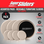 Super Sliders 8-Piece 7" and 3-1/2" Round Reusable Furniture Sliders for Carpet, Anti-Slip Protective Furniture Moving Pads for Beds, Sofas, Dressers, Beige - Image 2