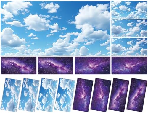 8Pcs Fluorescent Light Covers for Classroom Ceiling Light 4x2Ft Magnetic Lights Covers Filter Easy Install for Office School Hospitals Ceiling Supply(Purple Starry Sky, White Cloud) by Wiooffen