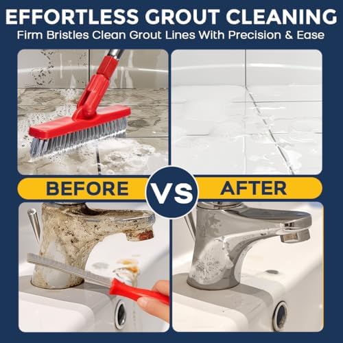 Foxtrot Living Grout Brush with Long Handle and Crevice Cleaning Brush Set - Image 6