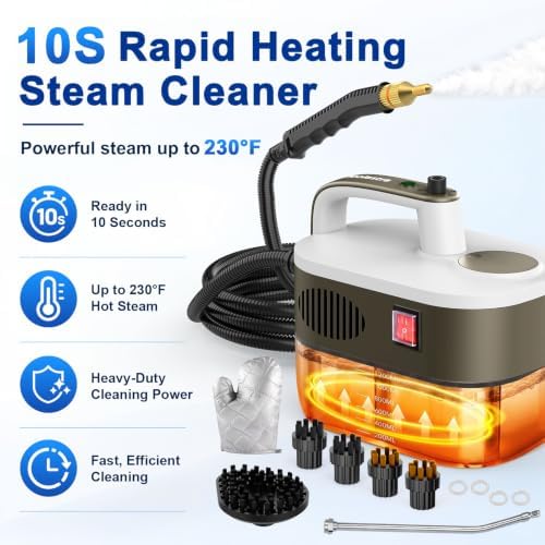 Steam Cleaner 10s Rapid Heating, Chemical-Free Handheld Steamer for Home - 1.2L Tank, 6 Adjustable Levels, Portable Steamer for Car, Grout, Tile, Kitchen - Image 2