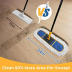 24”Dust Mop for Floor Cleaning, Heavy Duty Sweeper Broom Catches Dust, Pet Hair, and Debris, Washable 2 Cotton Mop Pads, Floor Duster for Hardwood, Tile, Laminate, and LVP Flooring - Image 3