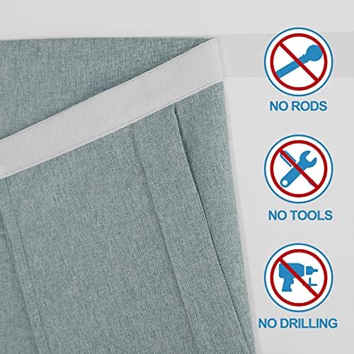 RYB HOME Door Window Curtains Privacy Sunlight Shades for Classroom Windows and Doors Cover Lockdown Shades, Room Darkening Design Blocks Views, W 26 x L 20, 1 Panel, Stone Blue - Image 3