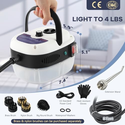 Moongiantgo High Pressure Steam Cleaner, 2500W Portable High Temp Bathroom Power Steamer Cleaning Machine For Home Use Grout Tile Kitchen Grease Car Detailing Engine (110V, White) - Image 5