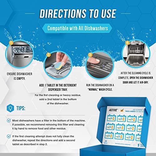 ACTIVE Washing Machine And Dishwasher Cleaning Tablets Bundle - Includes 12 Month Supply Dishwasher Cleaner Deodorizer & Washing Machine Descaler Deep Cleaning Tablets - 48 Tablet Set - Image 6