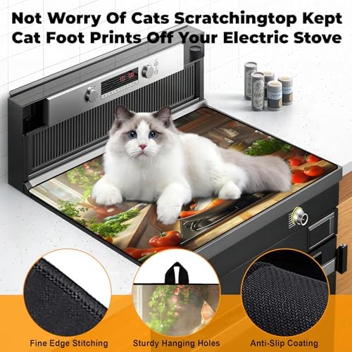 Heat-resistant Stove Top Cover - 28.5" X 20.5" Cooktop Protector Covers, Scratch-resistant Washable Pad Kitchen Countertop Mat (Cat, 28.5" x 20.5") - Image 4