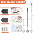 Long Handled Scrub Brush for Shower，3-in-1 Cleaning Brushes with 3 Different Function Cleaning Heads Brush for Shower Cleaning Bathroom Kitchen Walls Tub Tile - Image 3