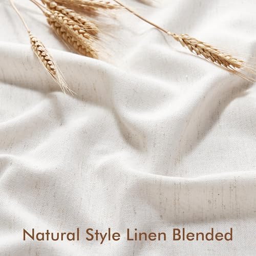 NICETOWN Cream White Linen Door Curtains 78 inch Long, W36 x L78 Room Darkening for Front Door Window, Tie Up Shades with Sticky Strip Light Filtering for Window, 1 Panel - Image 3