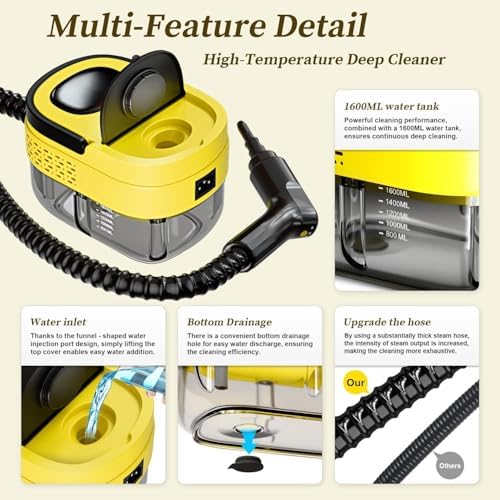 Steam Cleaner, 3-Level Adjustable Handle with 16 Accessories, 2500W - Image 3