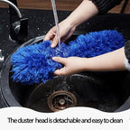 Cobweb Duster with Extension Pole, Ceiling Cob Web Cleaner Kit with 2 Duster Heads, 15-100 Inch Telescopic Microfiber Cleaning Duster, Long Corner Duster Tool for High Walls, Fans, Blinds Blue - Image 4