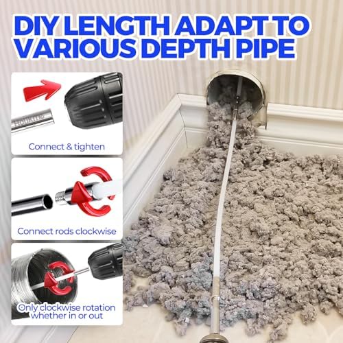 Holikme 30 Feet Dryer Vent Cleaner Kit, Flexible Lint Brush with Drill Attachment, Fireplace Chimney Brushes Extends Up to 30 Feet for Easy Cleaning, Use with or Without a Power Drill (Pack of 2) - Image 3