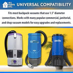 1.5” Backpack Vacuum Accessory Kit Includes Hose, 2-Piece Aluminum S-Wand, 14” Floor & Scallop Brushes, Dust & Upholstery Tools, 15” Crevice Tool, 10-Pack 100331 Vacuum Bags–10 Qt Size - Image 6