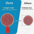 Cast Iron Scrubber,Stainless Chainmail Scrubber with Handle,Red - Image 2