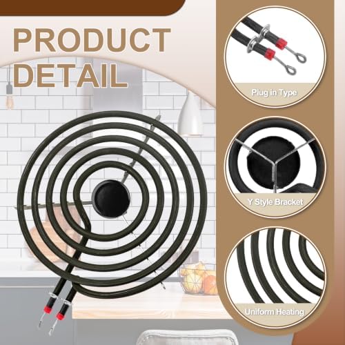 W10196405(8”) W10196406(6”) Electric Stove Burner Drip Pans & MP22YA Electric Range Burner Element Unit Set by Cenipar-Compatible with Whirl-pool Ken-more Ama-na Range Oven/Stove - Image 3