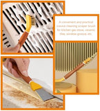 BESTonZON Multifunctional Kitchen Cleaning Spatula and Scrub Brush, Thickened Stainless Steel Dual-Head Stove and Refrigerator Scraper, Yellow Handheld Household Cooktop Cleaner Tool - Image 7