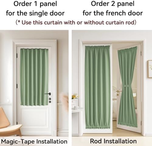 Vatge Sage Green Door Curtains for Door Window,Sidelight Front Door Curtains for Glass Window, 1 Panel, W12 x L72, Sage Green - Image 4
