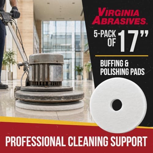 White Floor Maintenance Pads, High-Gloss Buffing & Polishing, 17" - 5 Pack - Image 4