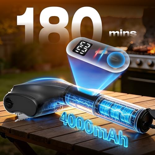 Misshappy Electric BBQ Grill Brush - 4000mAh Cordless BBQ Grill Cleaner 2 Speed - 800RPM Bristle Free Electric Grill Cleaner for Outdoor Grill Rechargeable with Scraper/LED Light/LED Display (Black) - Image 5