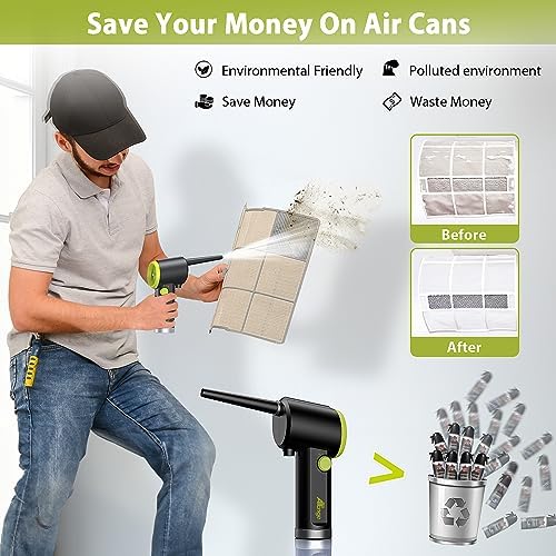 Compressed Air Duster, Electric Air Duster, Handheld Cordless Air Duster, Stepless Speed Motor, 6000mAh Rechargeable Air Blower, Type-C Fast Charge, for Computer, Keyboard, Pet House… - Image 3
