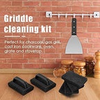 HaSteeL Griddle Cleaning Kit, 7PCS Flat Top Grilling Cleaner Tools Set, Metal Dough Scraper, Cleaning Brush with Handle, Scouring Pads for BBQ Cast Iron Kitchen Cookware Stovetops Hot & Cold Surfaces - Image 7