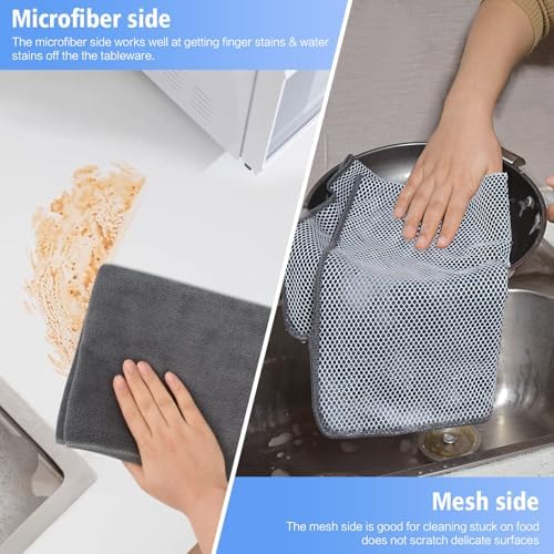 KinHwa Dish Cloths for Washing Dishes with Scrub Side, Microfiber Dish Rags - Image 3