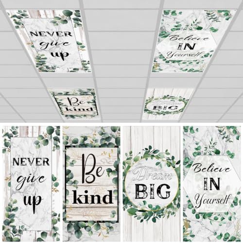 4pcs Classroom Fluorescent Magnetic Light Covers,4x2Ft Eucalyptus Style by Hallswl