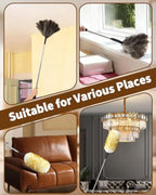 Extendable Ostrich Feather Duster with Bonus Wool Feather Duster Head - Natural Fluffy Non-Slip Handle Feathers Dusters for Cleaning Ceiling Fans, Blinds, Roof Dusting, High Surfaces (18-48 in) - Image 7