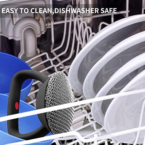 Cast Iron Cleaner Scrubber with Heavy Duty Handle, 3mm Welded Chain Mail - Image 5