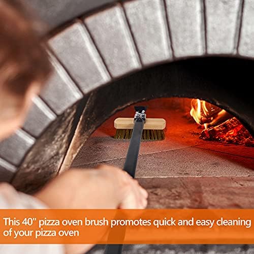 Pizza Oven Brush with Scraper Brass Bristles Pizza Brush for Pizza Oven 40.5”Pizza Stone Brush… - Image 4