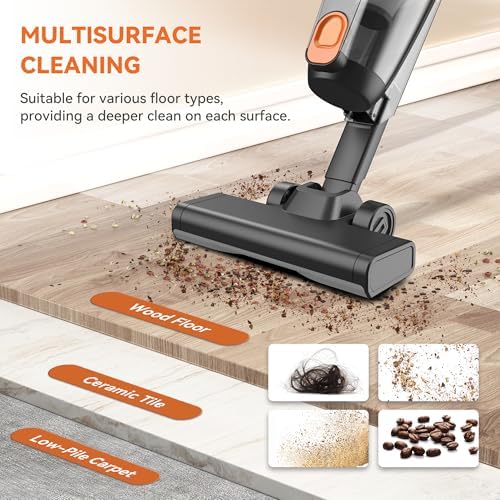 Vazone R6X Corded Stick Vacuum Cleaners for Home, 20Kpa Powerful Suction Stick Vacuum with 16Ft Cord, 2 in 1 Lightweight Handheld Vacuum Cleaner for Hardwood Floor Pet Hair (Mandarin) - Image 3